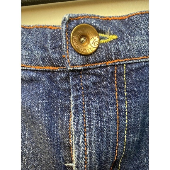 WOMEN'S Vintage True Grit Straight Leg Jeans Size 27 Orange/ Yellow Stitching - Picture 5 of 11
